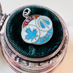 Unusual Vintage 1975 Sterling Silver .925 Enamel Pendant / Charm